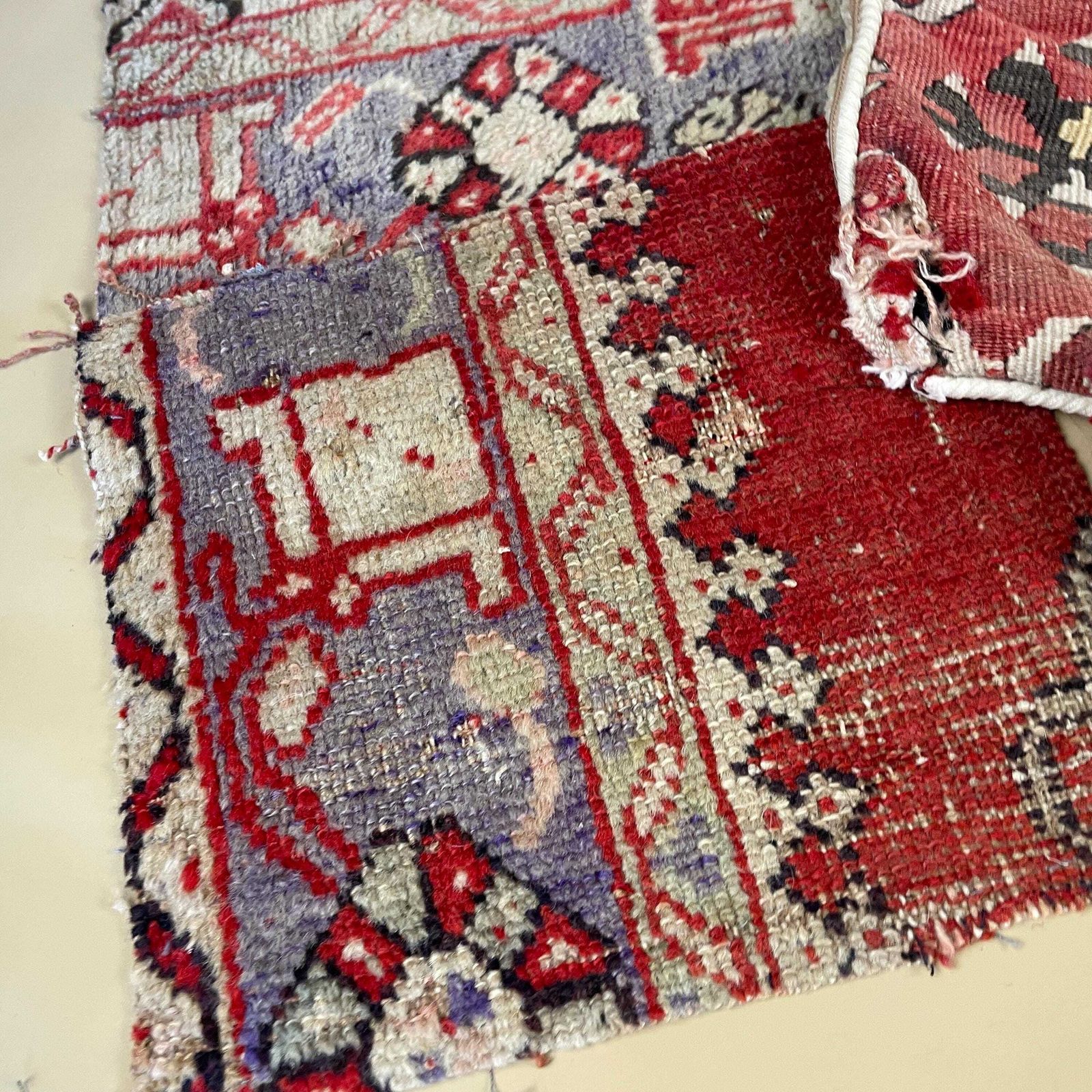 Pile Of Random Carpet Fabrics Upholstery Pattern Tapestry Craft Project Vintage Fabric Woven Patterned England Kilim Woven Wool photo buy