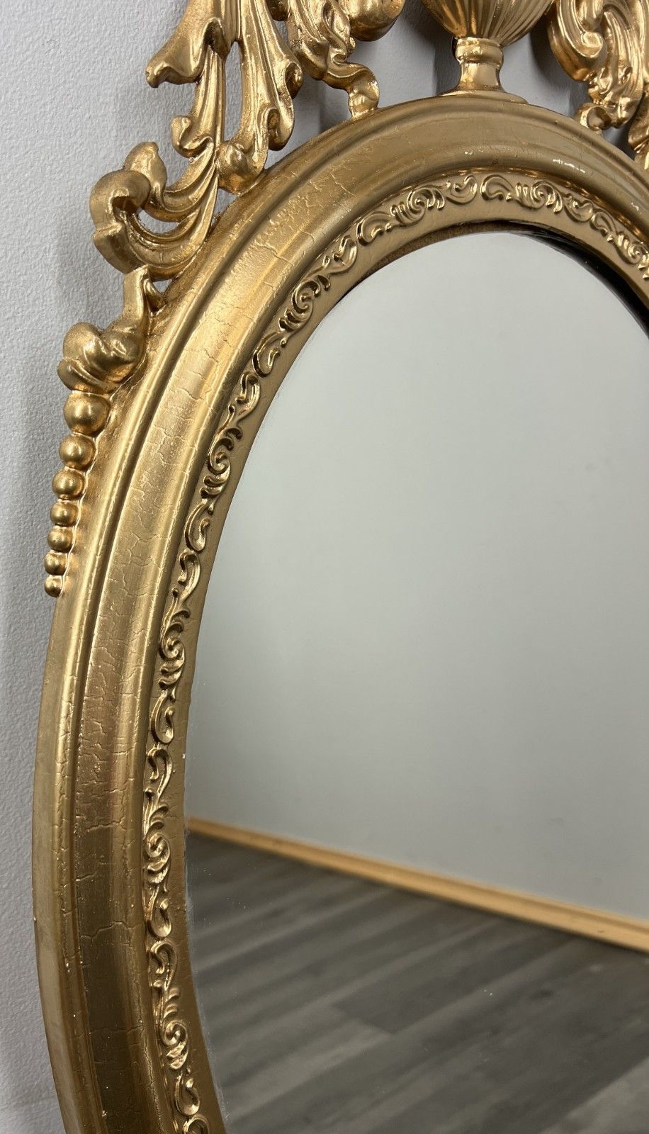 Mirror Vintage French Ornate Oval Wall Mirror Gold Finish Wall Decor Lot 4715 photo Home Decor