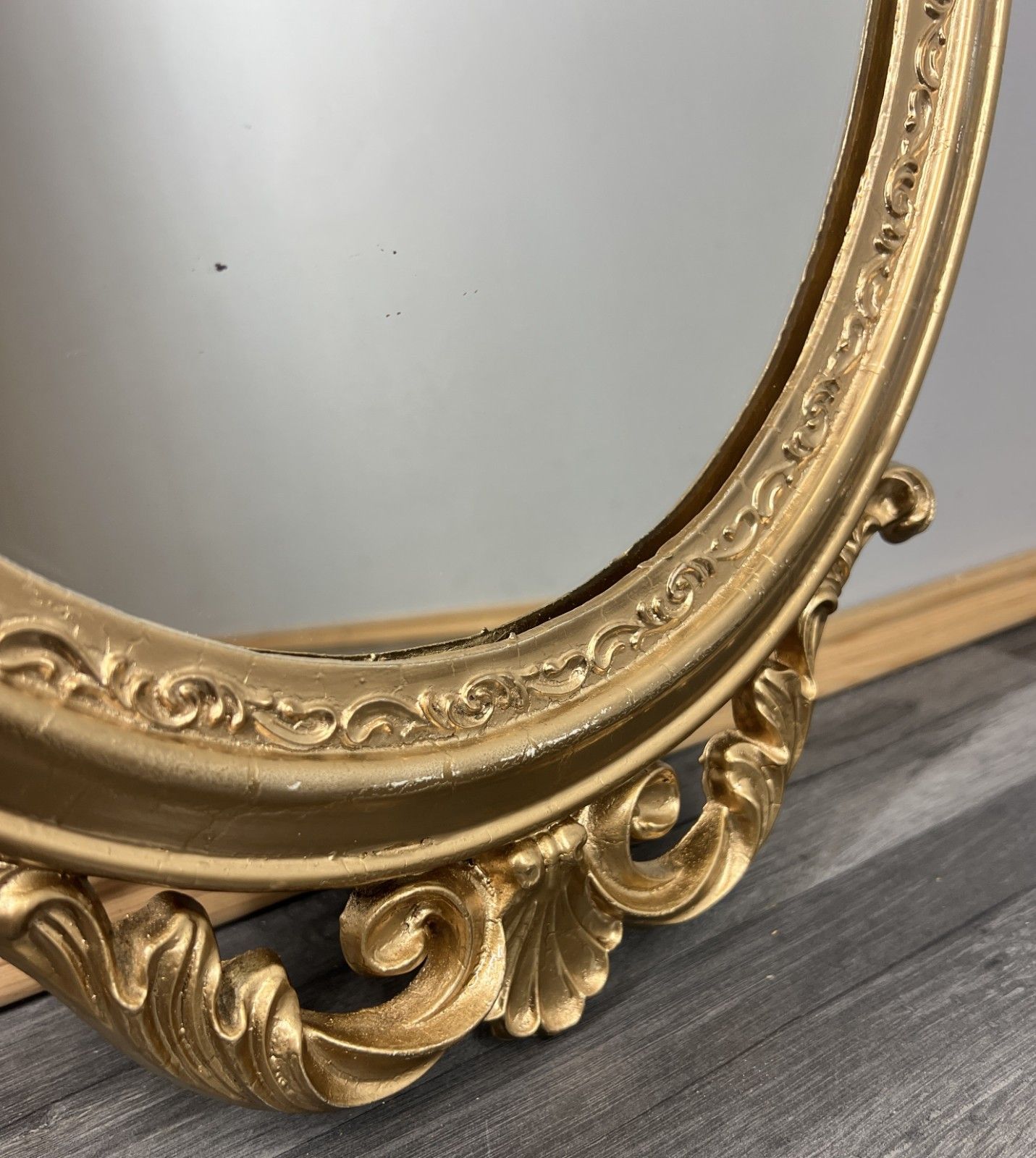 Mirror Vintage French Ornate Oval Wall Mirror Gold Finish Wall Decor Lot 4715 photo buy