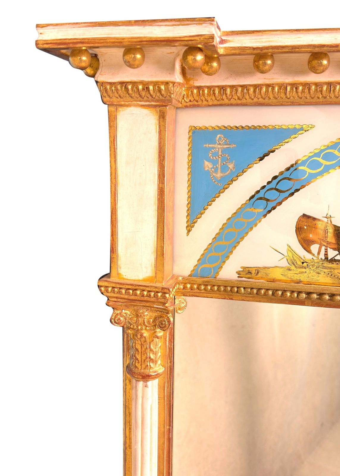 Pair Of Early 19th Century Painted & Gilded Pier Mirrors (England, Circa 1820) photo for sale