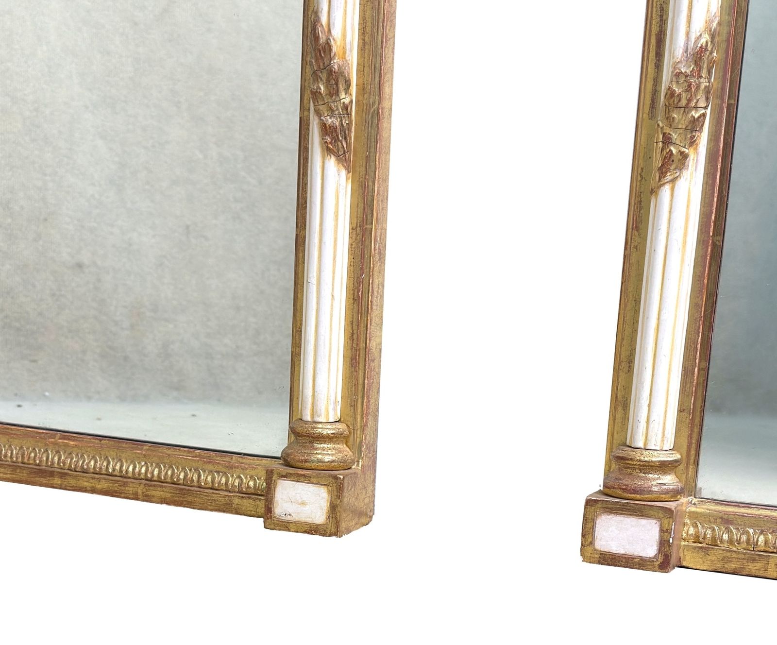 Pair Of Early 19th Century Painted & Gilded Pier Mirrors (England, Circa 1820) photo vintage