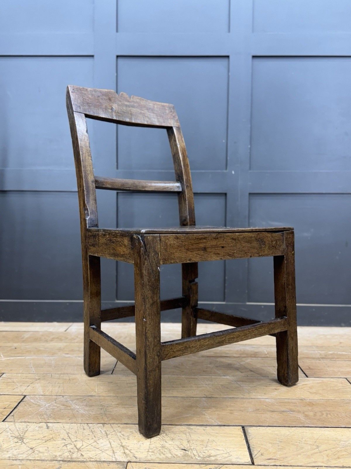 Antique Oak Slat Back Kitchen Dining Chair Primitive Country Georgian Period photo furniture