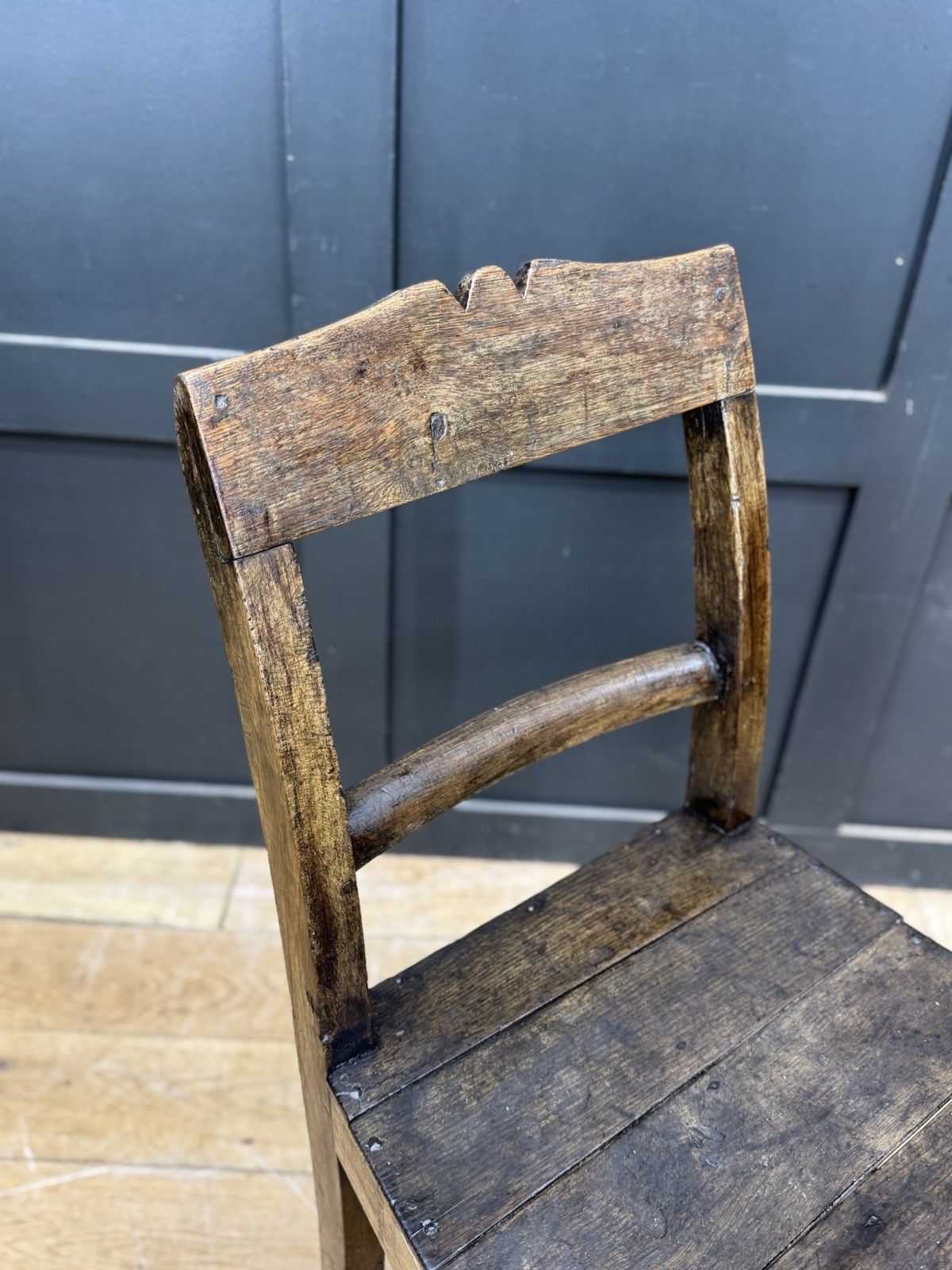 Antique Oak Slat Back Kitchen Dining Chair Primitive Country Georgian Period photo Furniture
