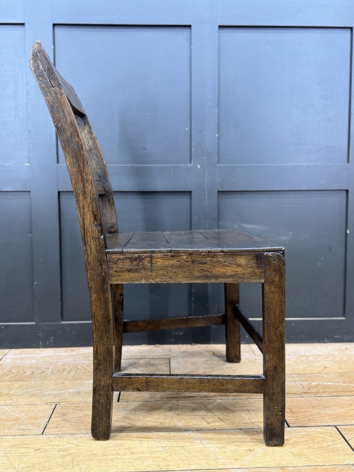 Antique Oak Slat Back Kitchen Dining Chair Primitive Country Georgian Period photo vintage