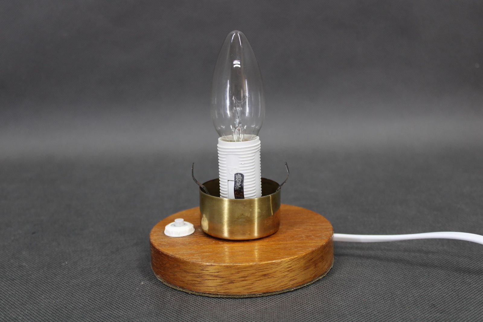Pair Of Mid Century Glass And Wood Table Lamps, Czechoslovakia, 1970s photo vintage