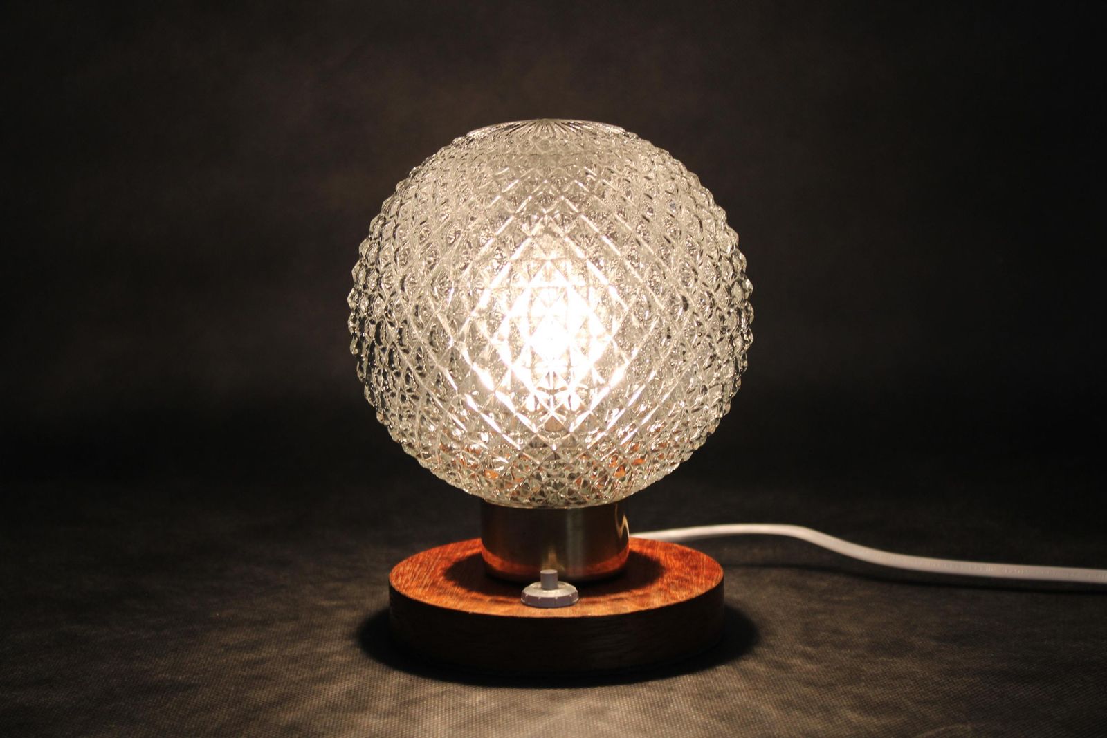 photo furniture Pair Of Mid Century Glass And Wood Table Lamps, Czechoslovakia, 1970s