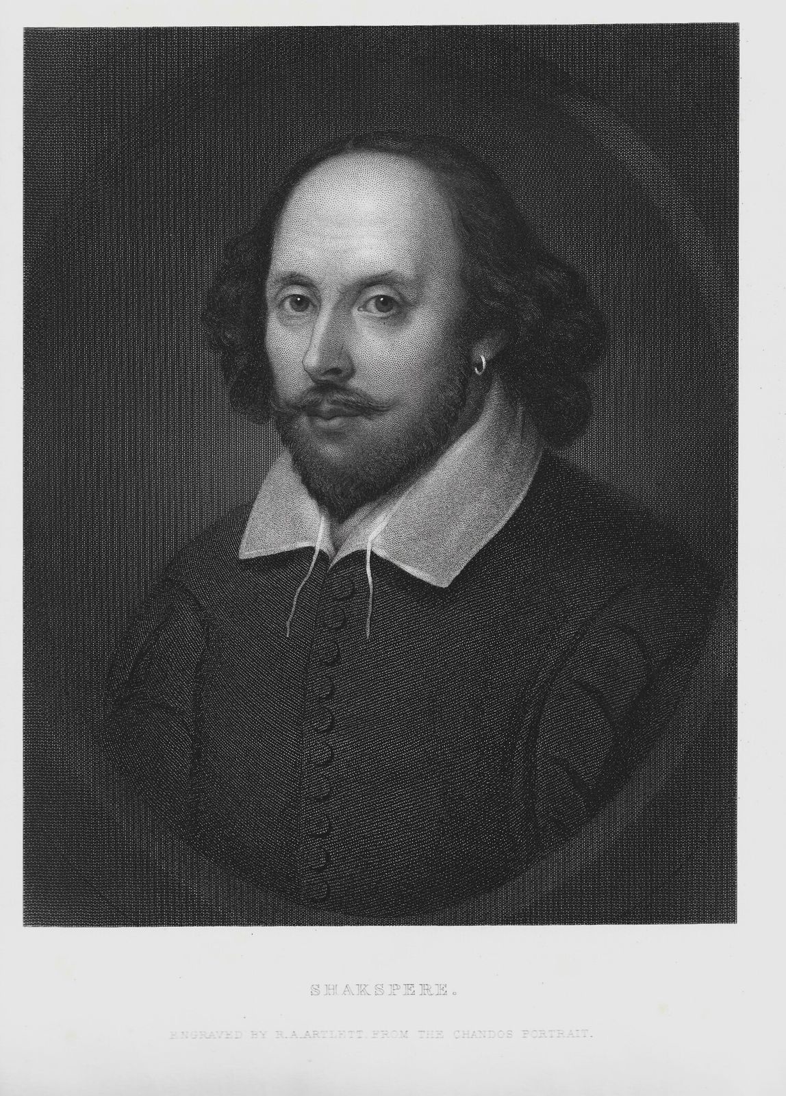 "Bard Of Avon"  ~ A Framed Engraving Of William Shakespeare By Richard Austin Artlett C1850 photo furniture