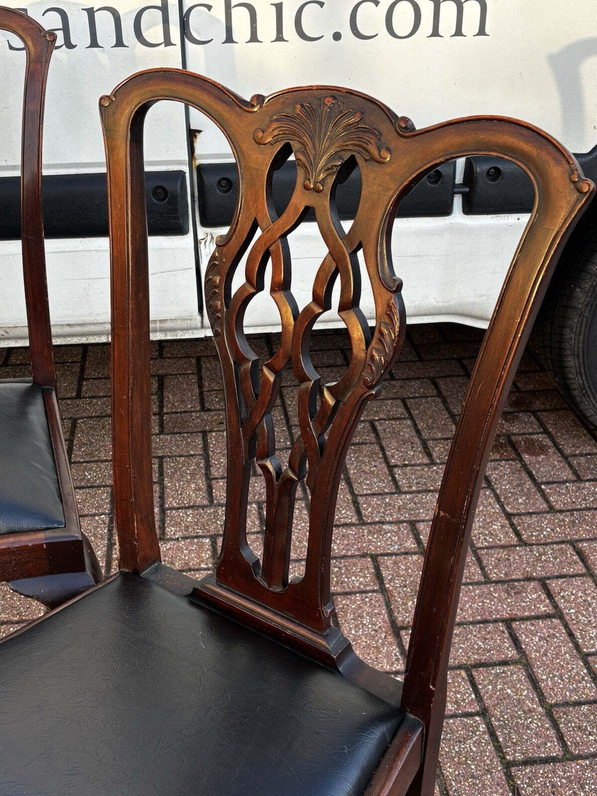 Edwardian Chippendale Revival Mahogany Dining Chairs. With New Upholstery. photo 995.0