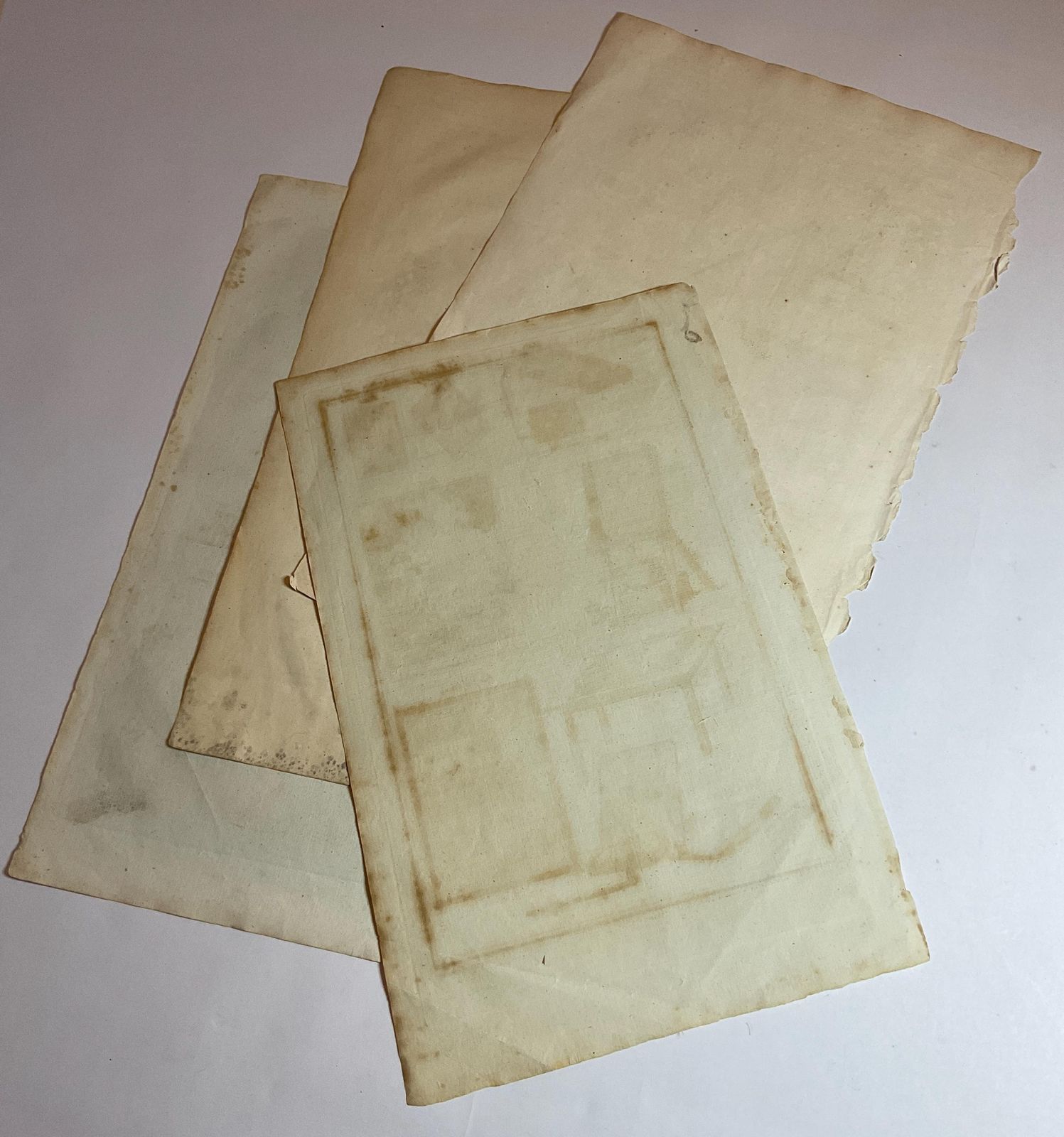 120.0 Antique Original Set Of 4 Large Format 18th Century Book Plates. photo