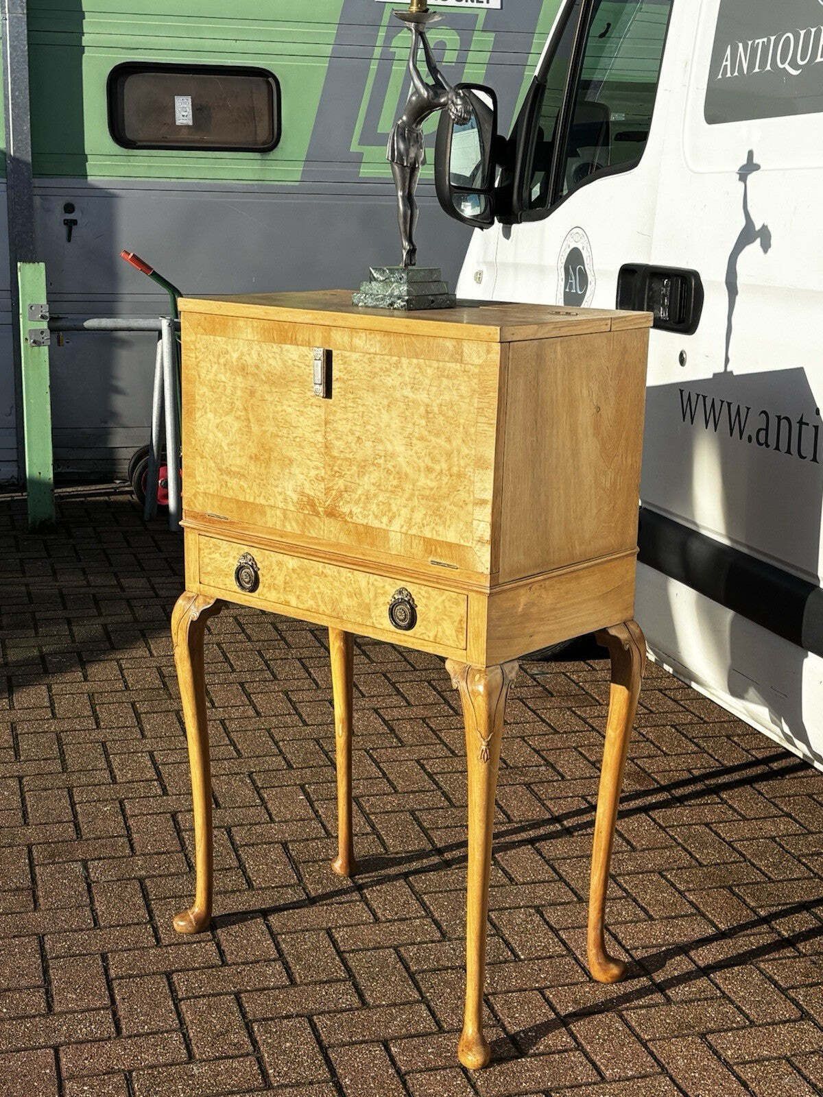 Original Art Deco Birds Eye Maple Cocktail Cabinet With Fitted Interior & Drawer photo 1219.0