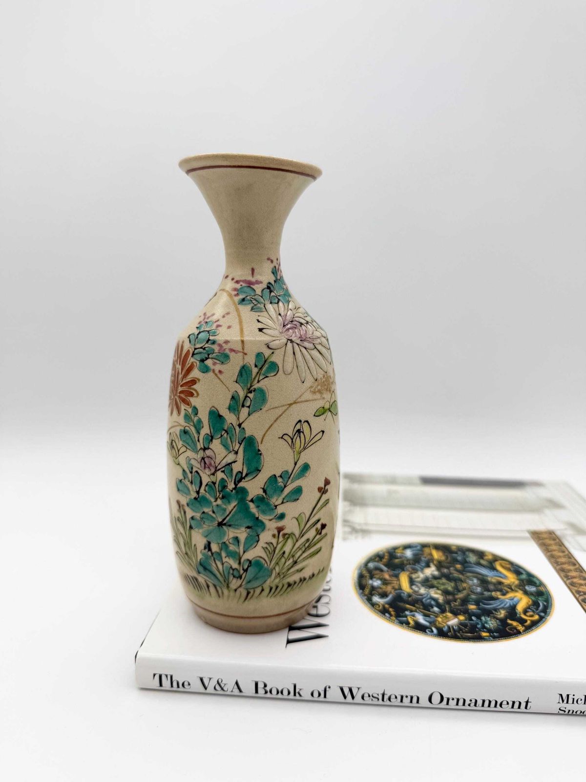 Antique Japanese Satsuma Vase, Small Hand Painted Satsuma Vase 1800s