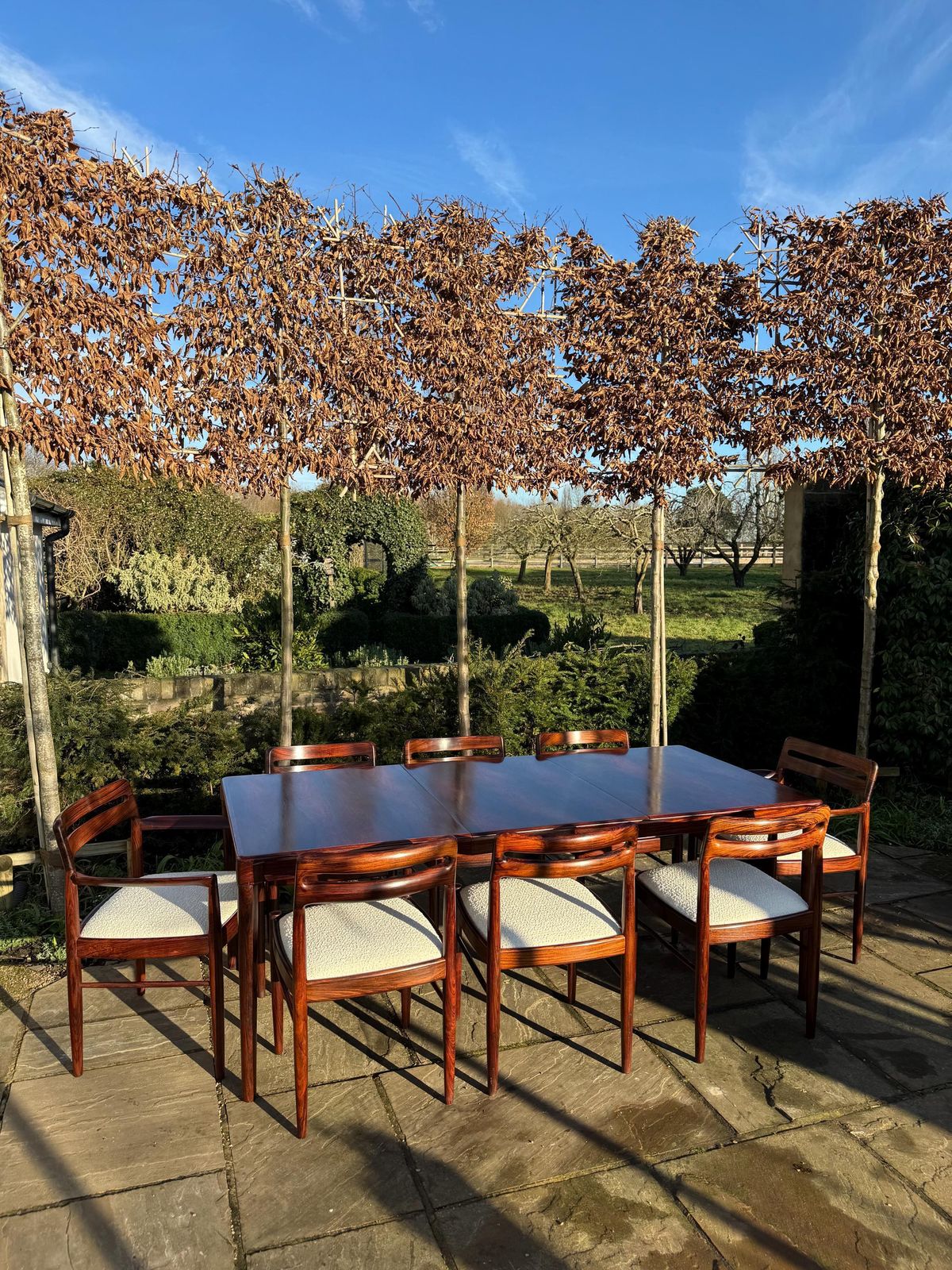 Mid Century Modern Danish Rosewood Dining Table And Eight Rosewood Chairs By H W Klein For Bramin 1960s   Pending A10 Certificate