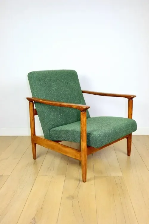 Gfm 142 Armchair, Designed By Edmund Homa From The 1970s, Green Bouclé   2 Pieces Available