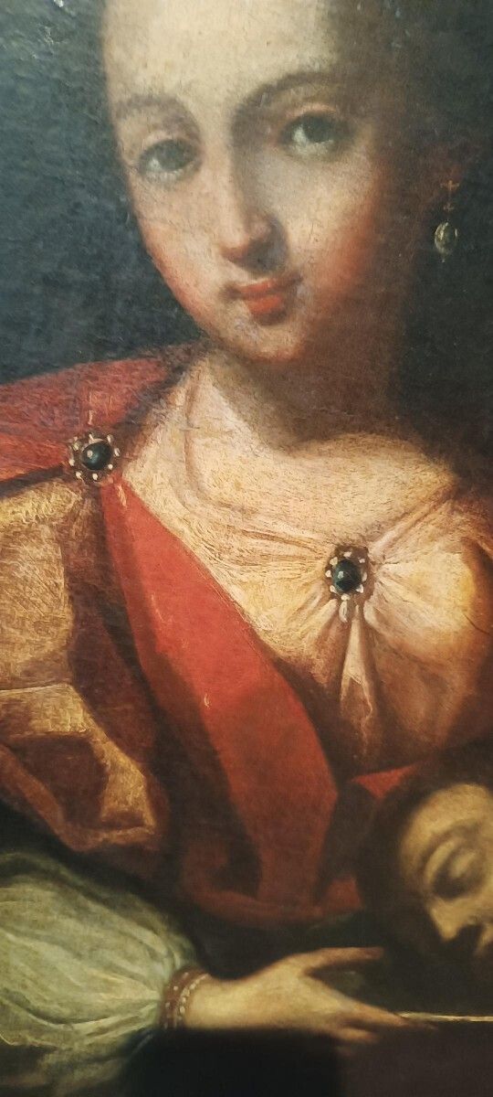 Antique Oil Painting On Canvas, Salome Holding The Head Of John The Baptist   18th Century photo buy