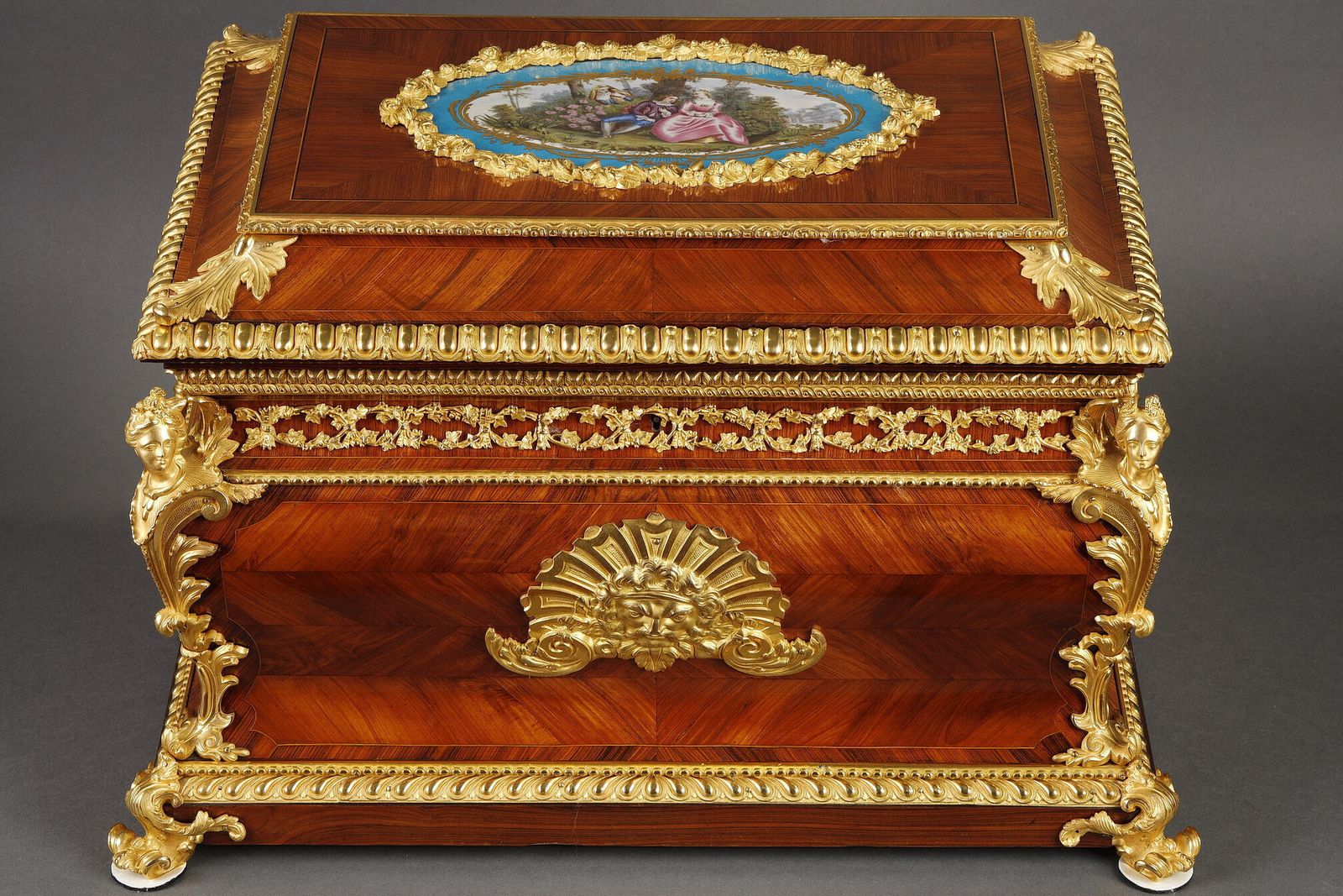 Louis XV Style Box In Rosewood, Gilt Bronze And Porcelain, Napoleon III photo Home Decor