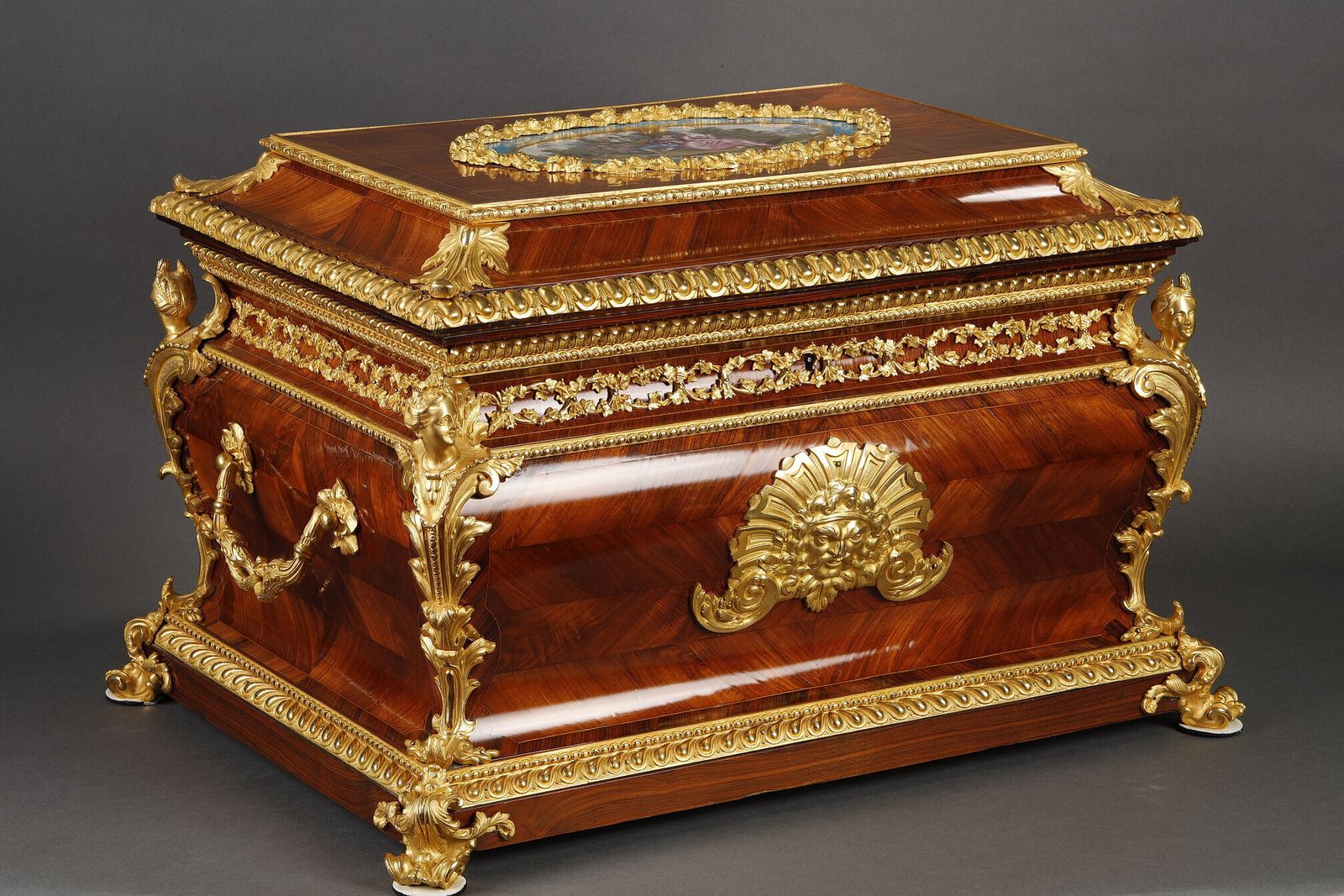 Louis XV Style Box In Rosewood, Gilt Bronze And Porcelain, Napoleon III photo 15240.0