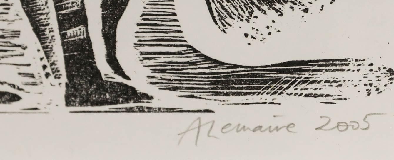 Angela Lemaire (1944 2025) 2005 Woodcut, Funeral With Subterraneans photo vinterior