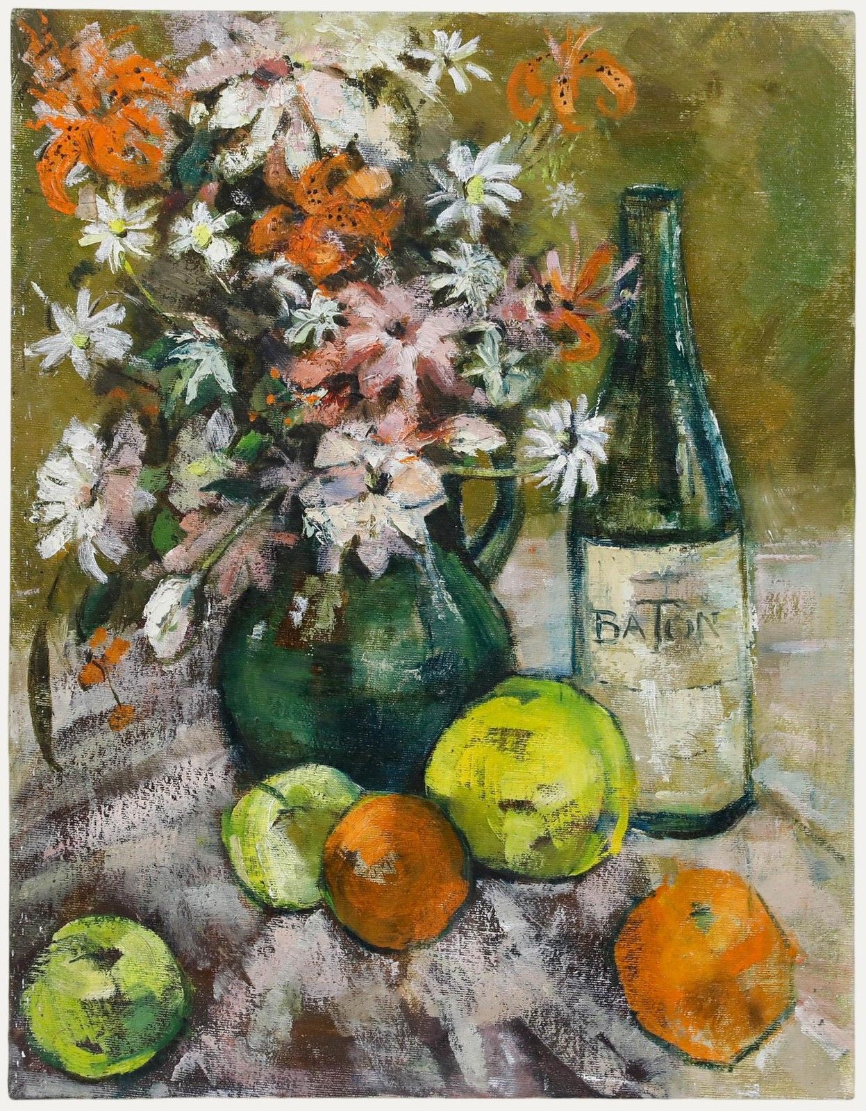 Joanne Thomson (1935 2024) 20th Century Oil, Still Life, Flowers & Wine