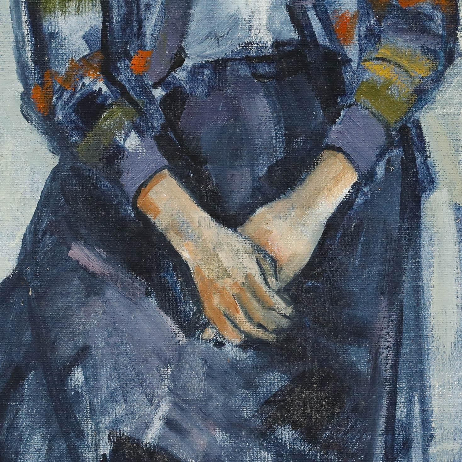 Joanne Thomson (1935 2024) 20th Century Oil, Lady In A Patterned Jacket photo Art