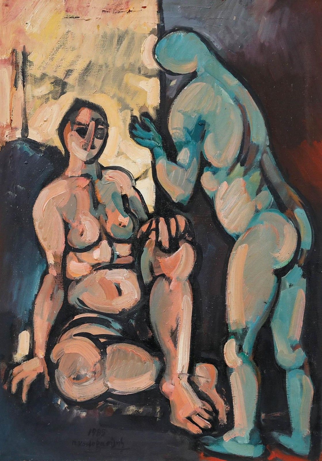 Petros Koufovassilis (B.1949) 1985 Oil, Seduction photo furniture