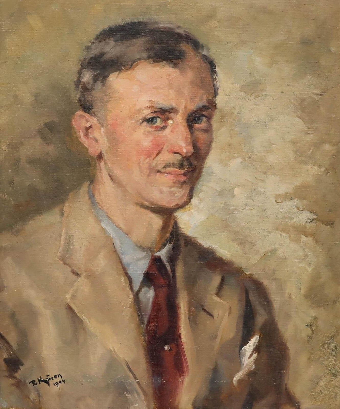 Robert Kuven (1901 1983) 1944 Oil, Portrait Of A Gentleman photo furniture