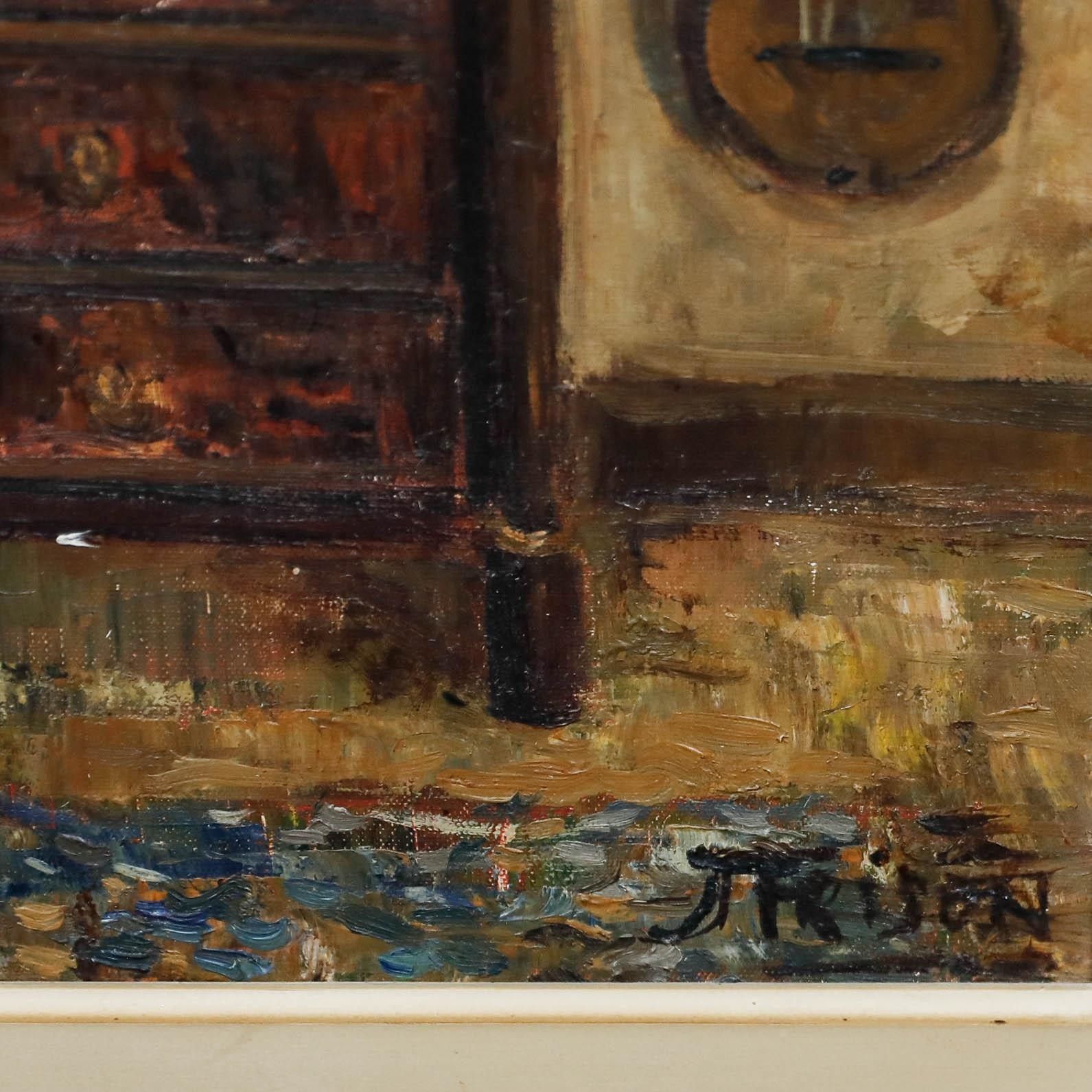 Jehan Frison (1882 1961) Framed Early 20th Century Oil, Le Meuble Empire photo vinterior