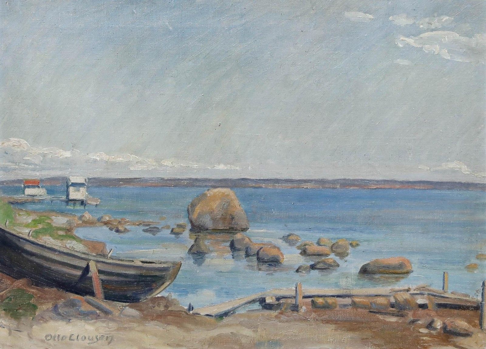 Otto Clousen Danish School Early 20th Century Oil, The Coast At Snekkersten photo furniture