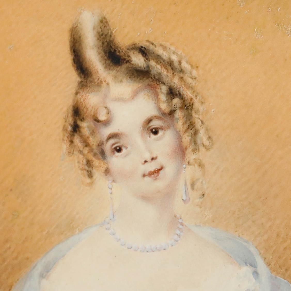 Attrib. Elizabeth Walker (1800 1876) Watercolour, Portrait Of A Regency Lady photo Art