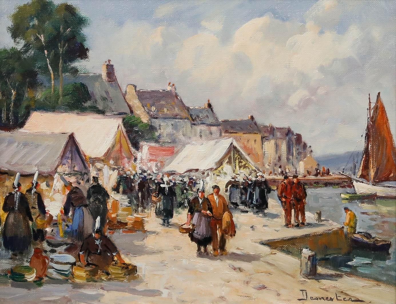 Eugene Demester (1914 1984) Mid 20th Century Oil, Loctudy, France photo furniture