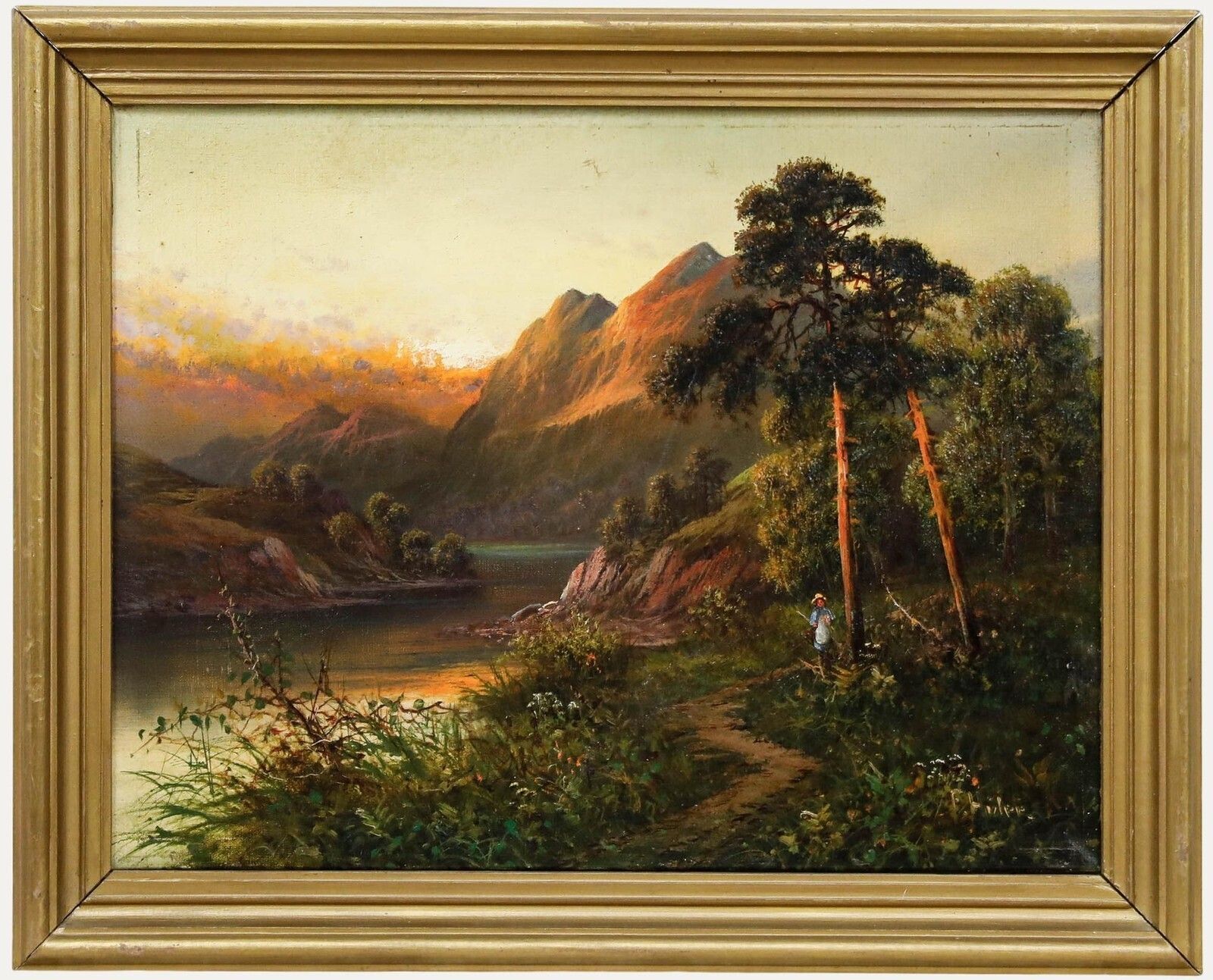Frank Hider (1861 1933) Framed Late 19th Century Oil, Fast Falls The Eventide