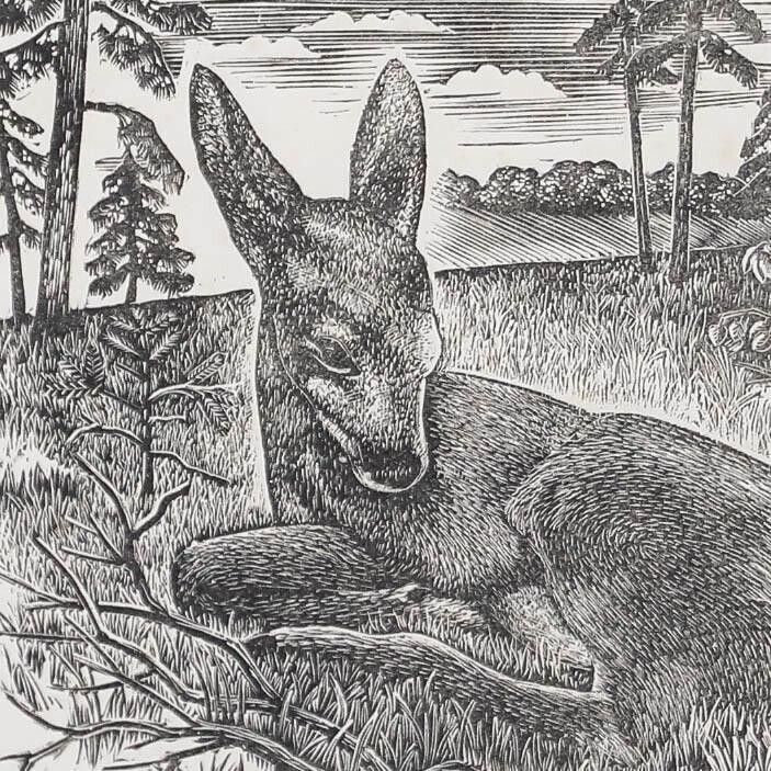 Eugene Pichell (1905 1976) Framed 1959 Wood Engraving, The Fawn photo Art