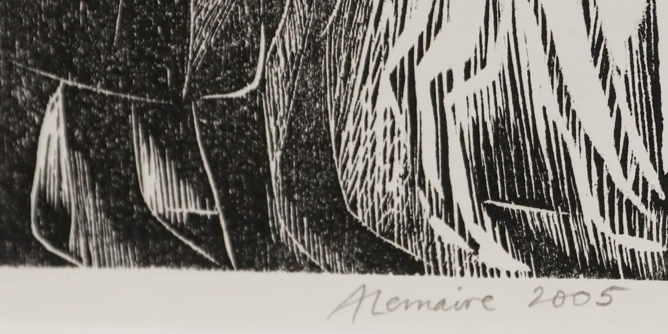 Angela Lemaire (1944 2025) 2005 Woodcut, Funeral With Subterraneans photo vinterior
