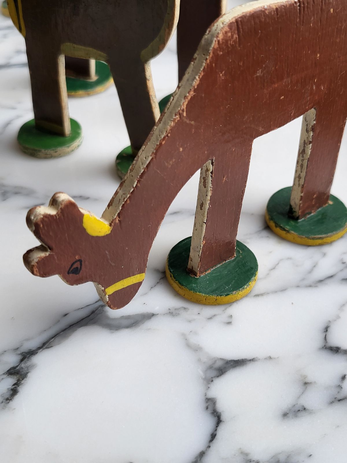 Set Of 20 Wooden Folk Art Animals, 1950s photo vintage