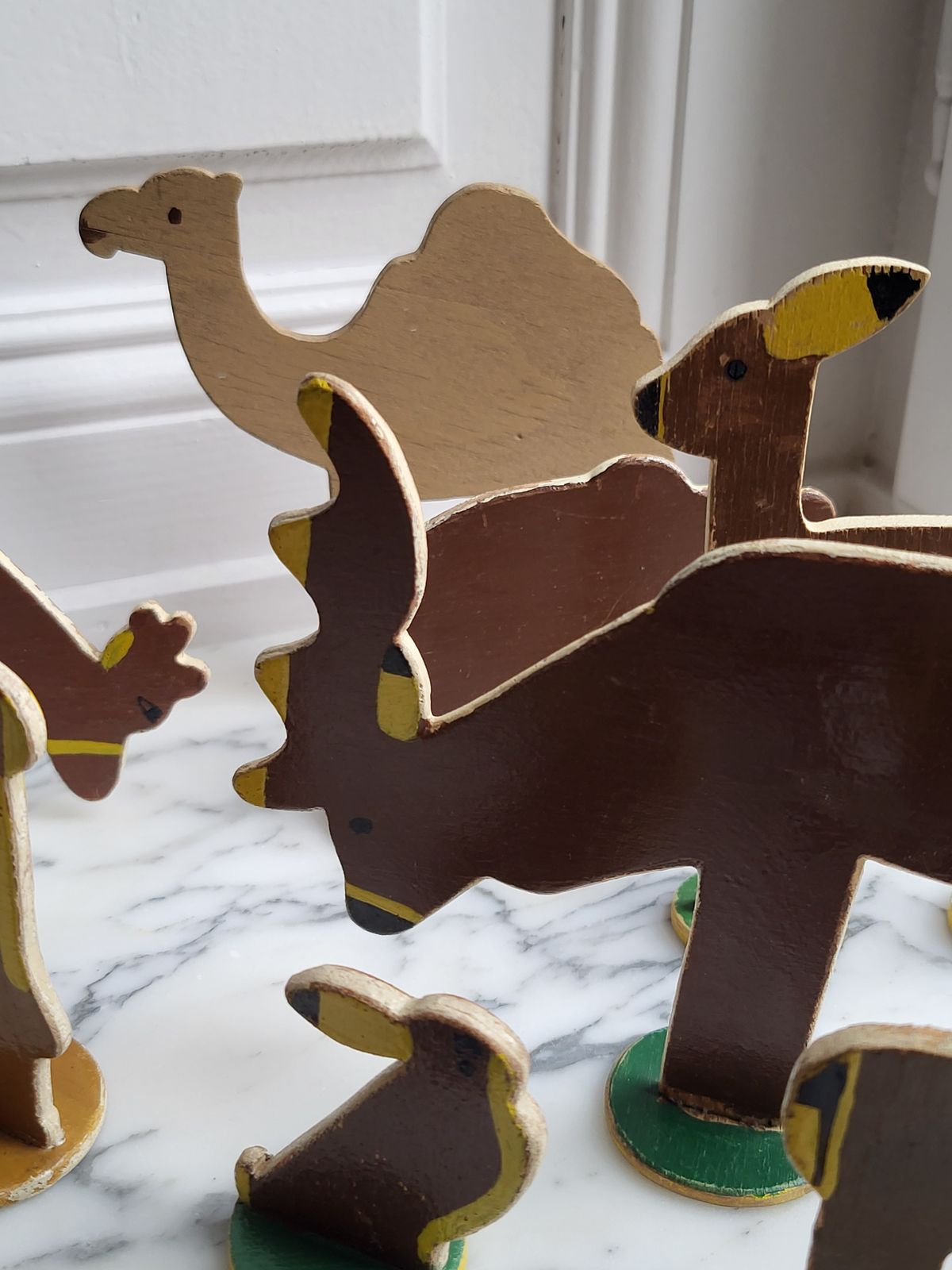 Home Decor Set Of 20 Wooden Folk Art Animals, 1950s photo