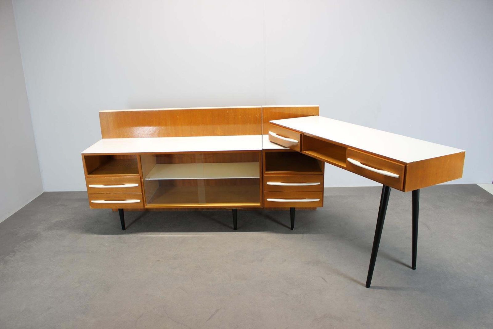 Mid Century Modular Desk And Storage Unit By Mojmír Požár, Up Závody, 1960s photo vintage