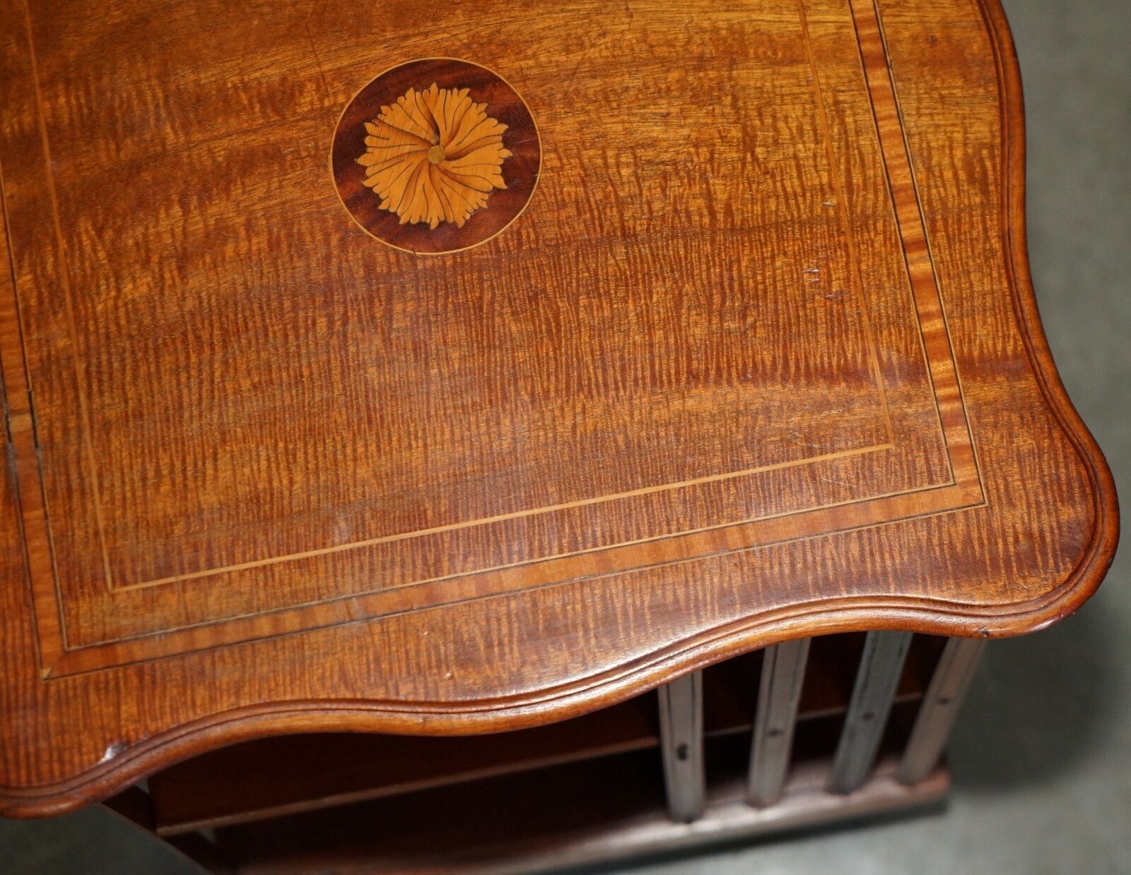 Fine Antique Sheraton Walnut, Satinwood & Porcelain Revolving Bookcase Table photo buy