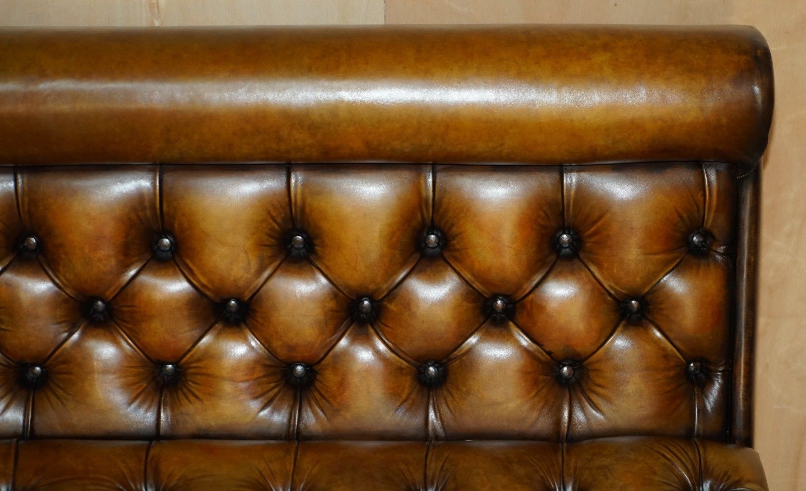 photo for sale Pair Of Restored Antique Victorian Chesterfield Leather Snooker Hall Pub Benches