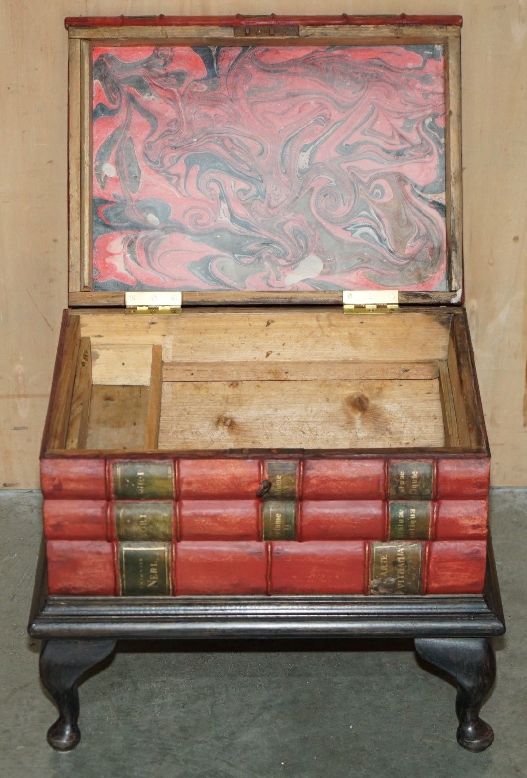Furniture Matched Pair Of Antique Victorian Faux Book Side End Lamp Wine Storage Tables photo