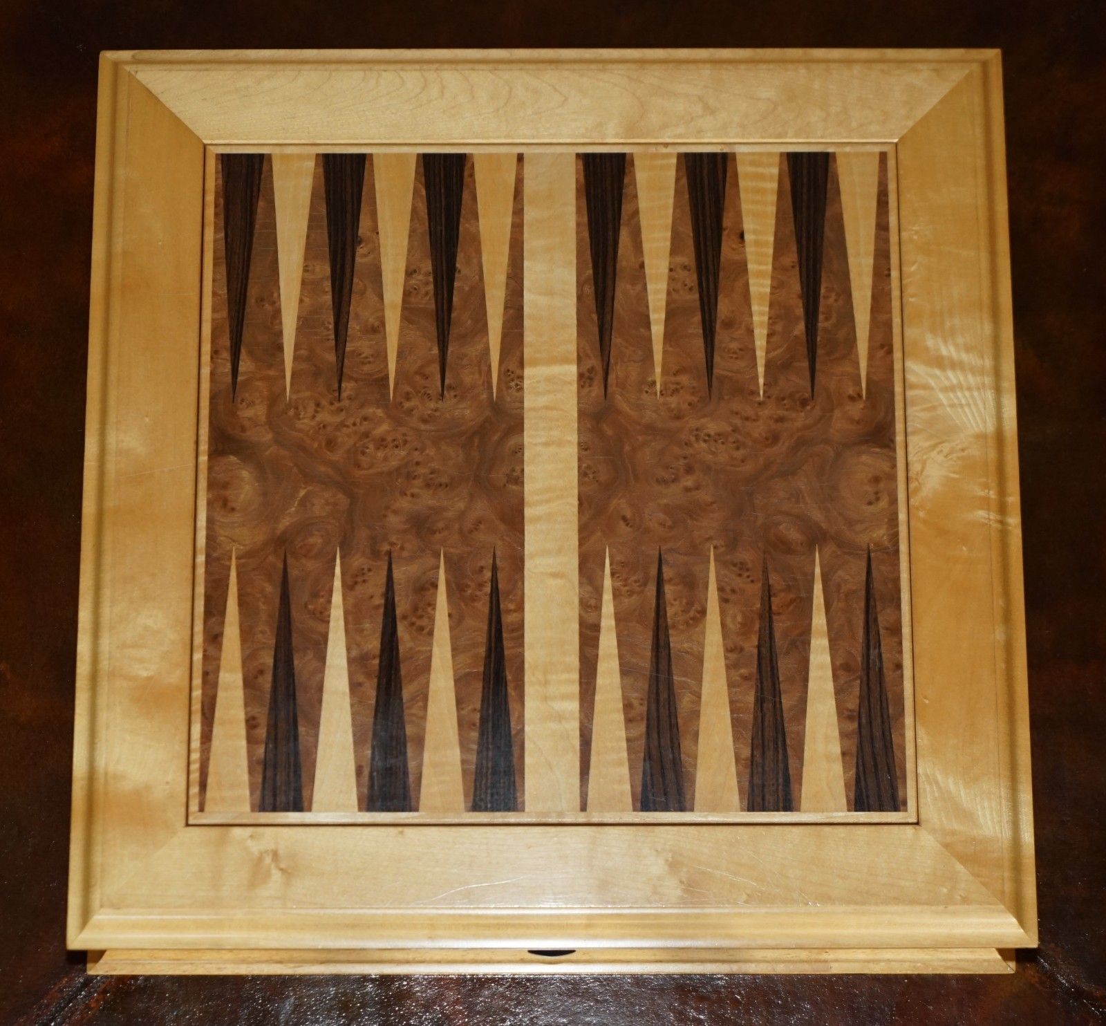 Rare Viscount David Linley Satinwood & Burr Walnut Chessboard & Backgammon photo buy