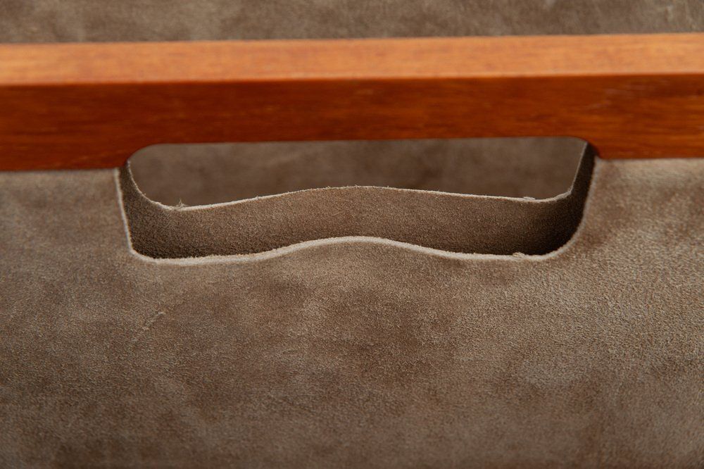 Teak & Leather Magazine Rack By Aksel Kjersgaard, 1960s photo Home Decor