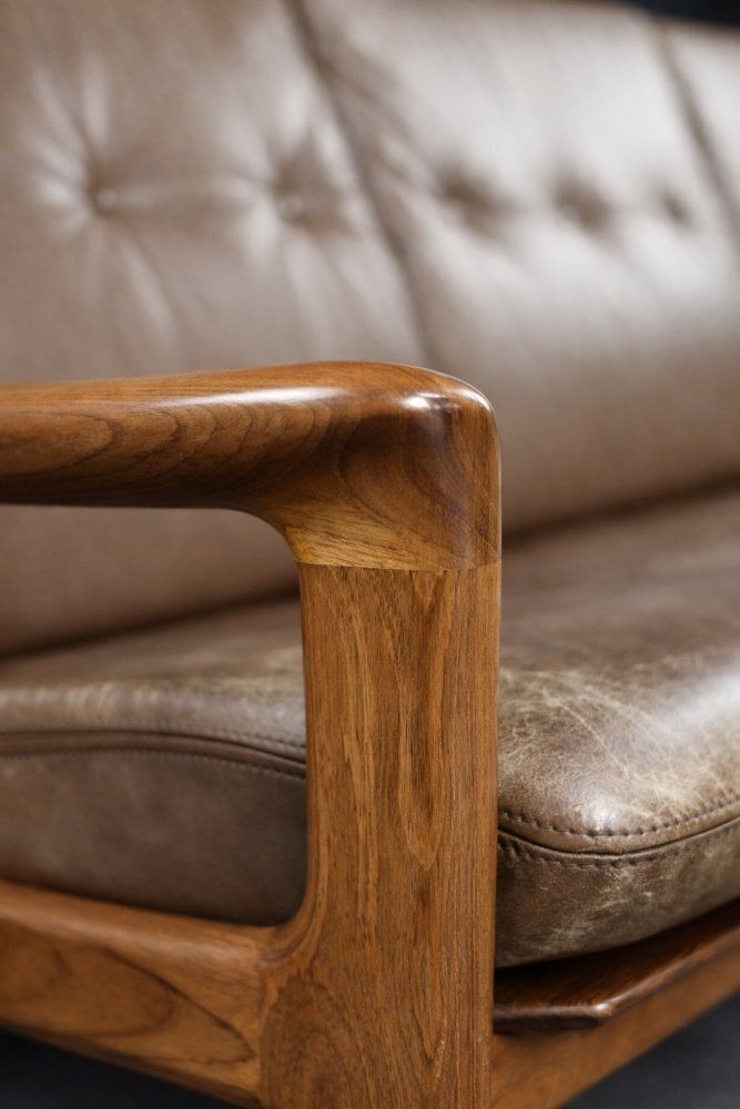 3094.0 Mid Century Modern Danish Three Seater Sofa In Brown Leather By Georg Thams For A/S Vejen Polstermöbelfabrik, 1960s photo