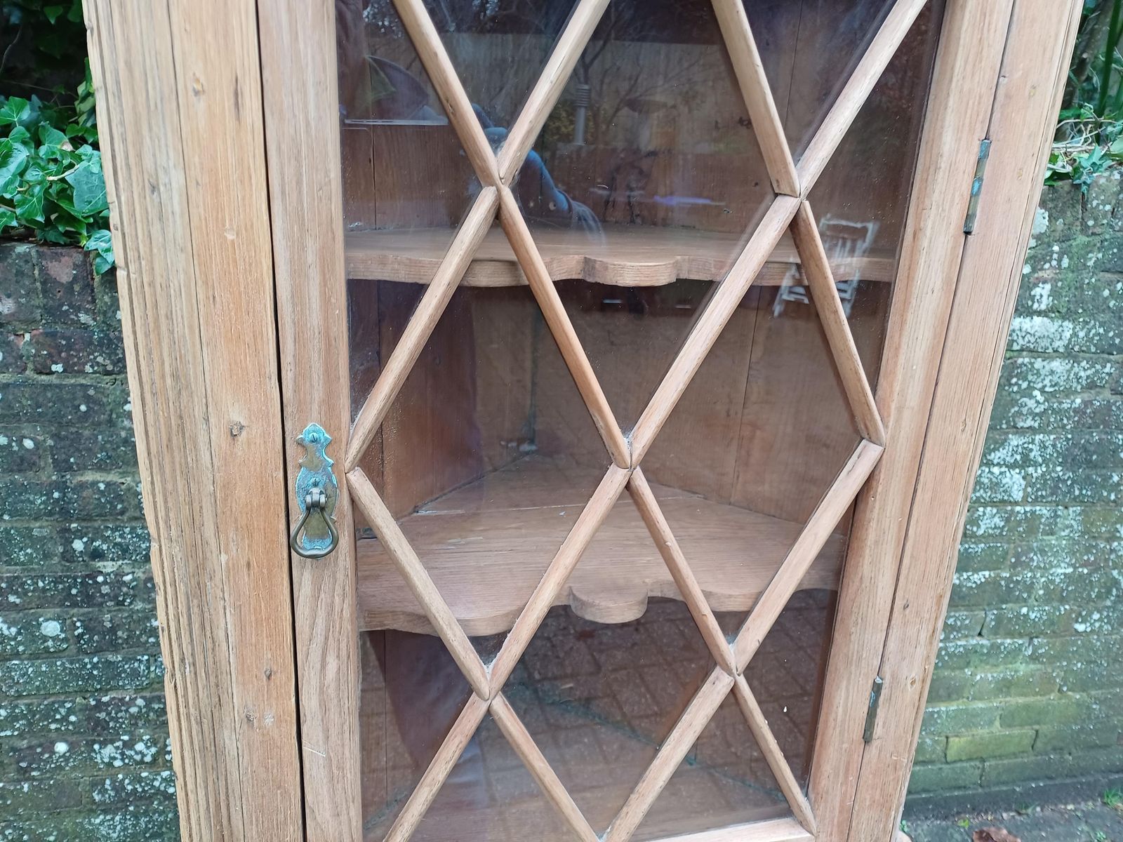 Victorian Stripped Pine Corner Cupboard Antique Rustic Glazed Cabinet Astral Glazed Door Country Kitchen Bathroom Storage photo 350.0