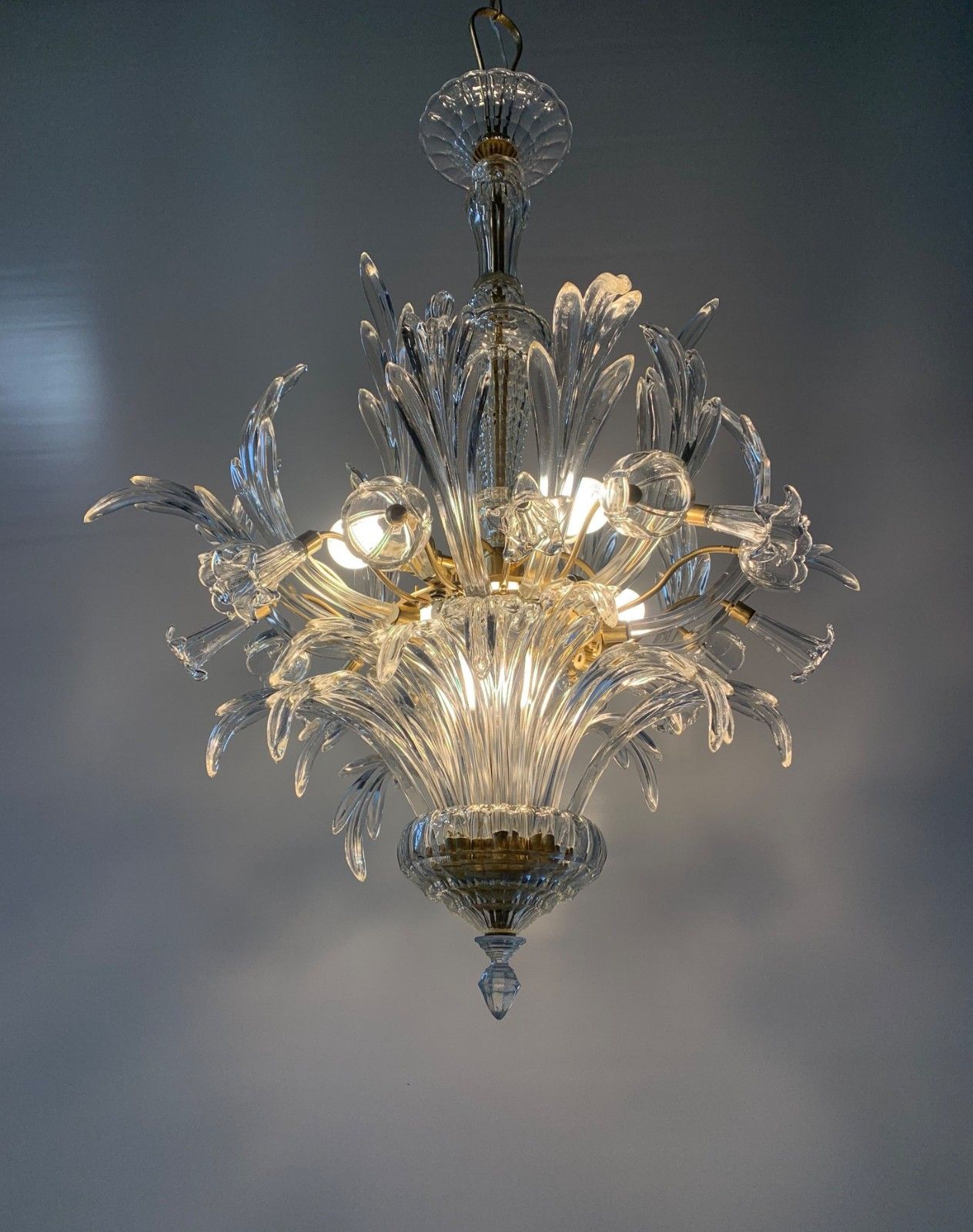 Murano Glass Chandelier Attributed To Seguso V.A. 1960 photo for sale