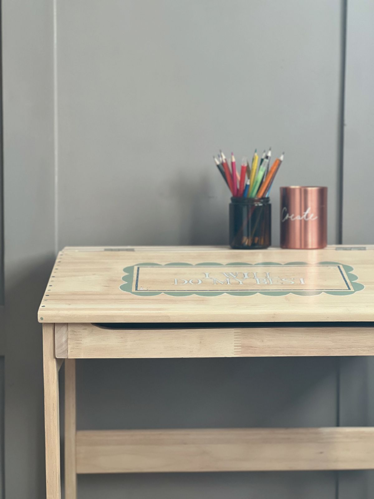 The 'I Will Do My Best' Handpainted Childrens Desk photo vintage