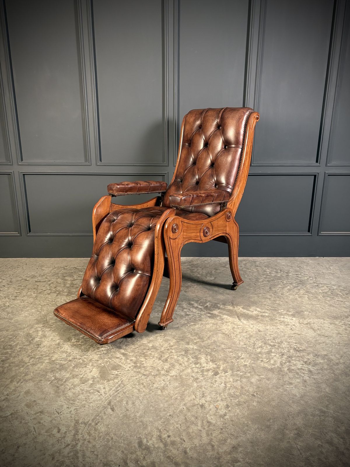 photo for sale Superb Regency Mahogany & Leather Reclining Armchair