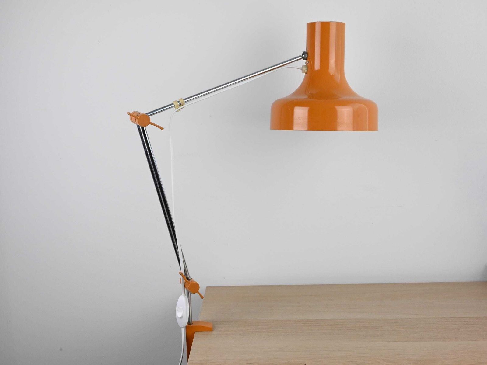 Vintage Napako Industrial Desk Lamp By Josef Hurka, Orange Table Lamp, Josef Hurka Lamp, Industrial Lamp, Architect Lamp, Mid Century Lamp