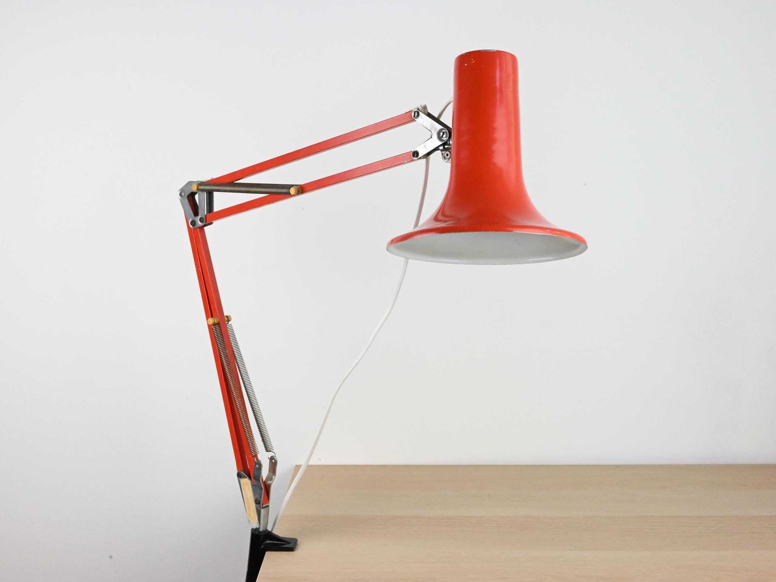Vintage Szarvasi Hungary Industrial Desk Lamp, Architect Lamp, Orange Desk Lamp, Mid Century Lamp, Mid Century Lighting, Table Lamp photo for sale