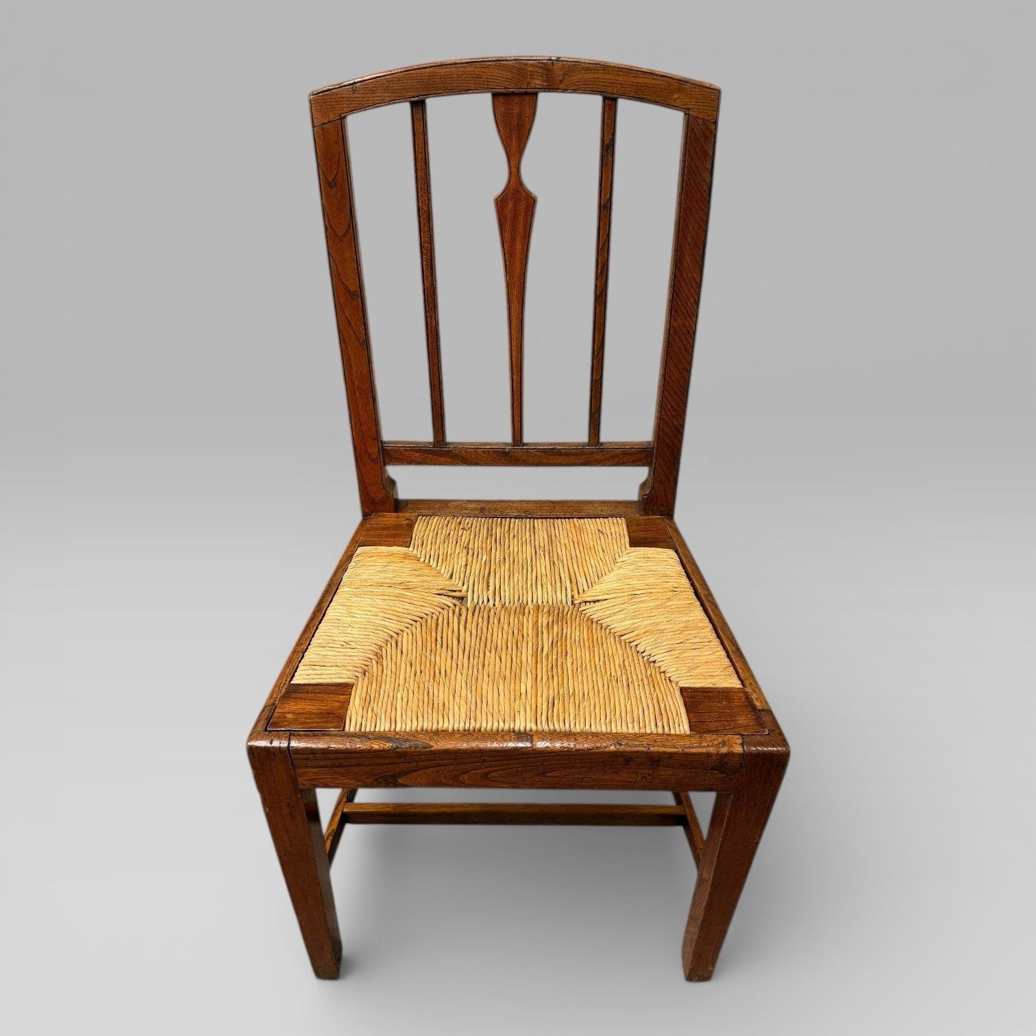 Antique 19th Century Elm Country Farmhouse Single Chair With Rush Seat photo furniture