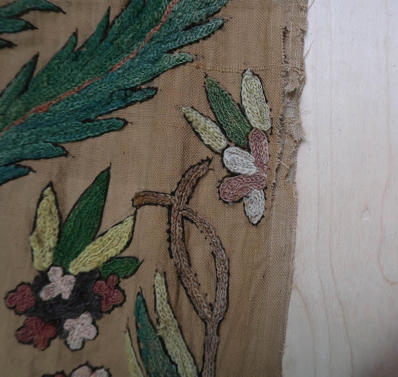 photo vinterior Pair Of Antique Arts And Crafts Style Crewel Work Curtains. English C.1900