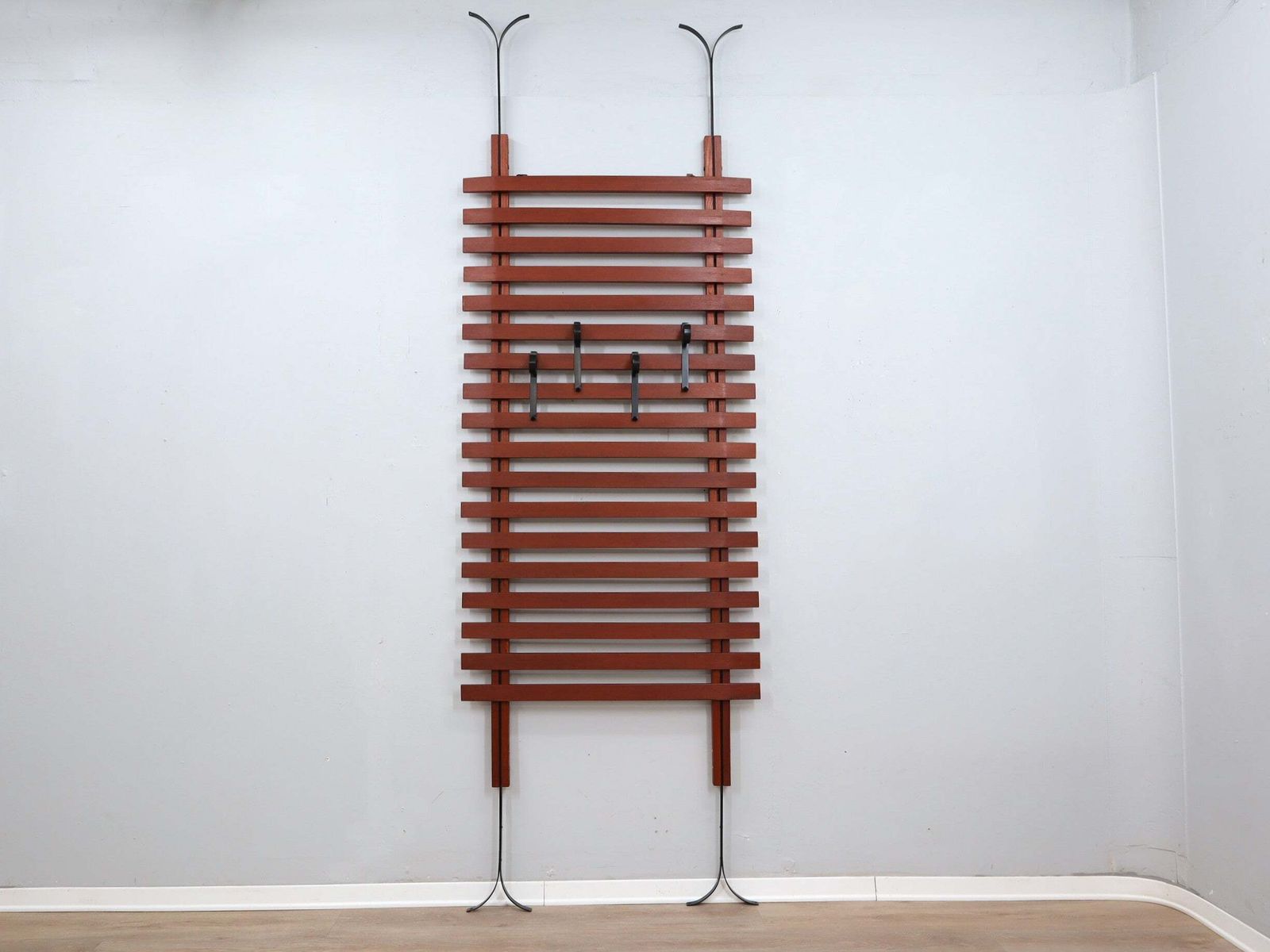 F.Lli Proserpio Mid Century Italian Teak Wall Coat Rack, 1950s photo furniture